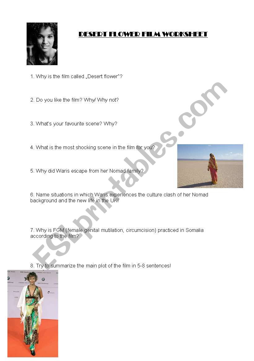 Desert Flower by Waris Dirie film worksheet