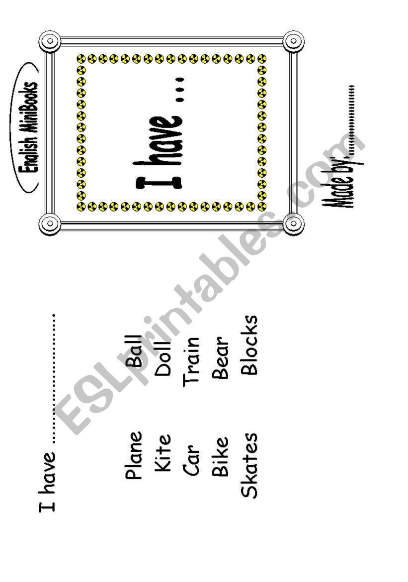 I have...(toys) MiniBook worksheet