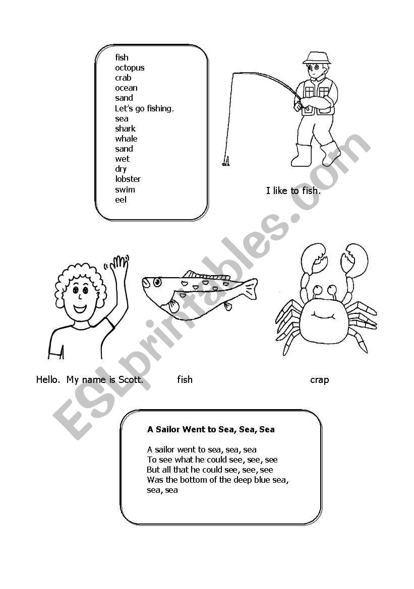 A Sailor went to Sea.  Fish and Sea vocabulary