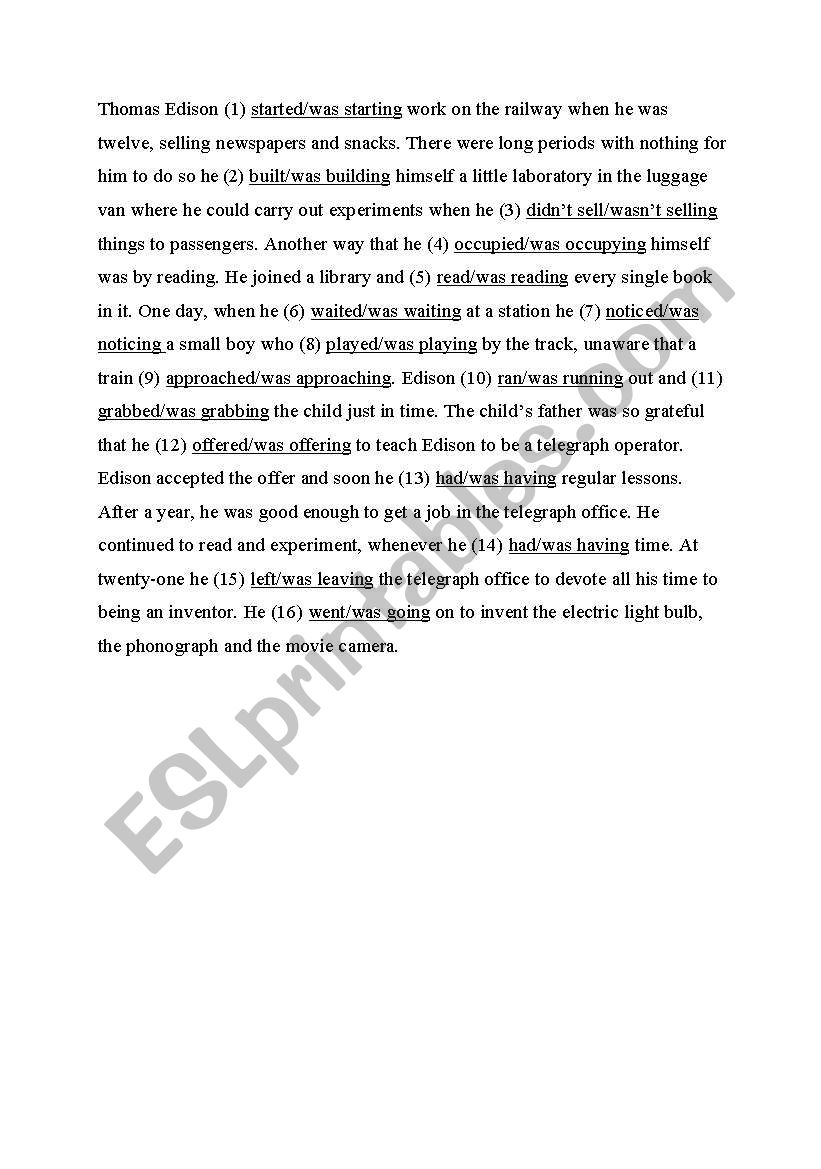 Past Simple/Past Continuous worksheet