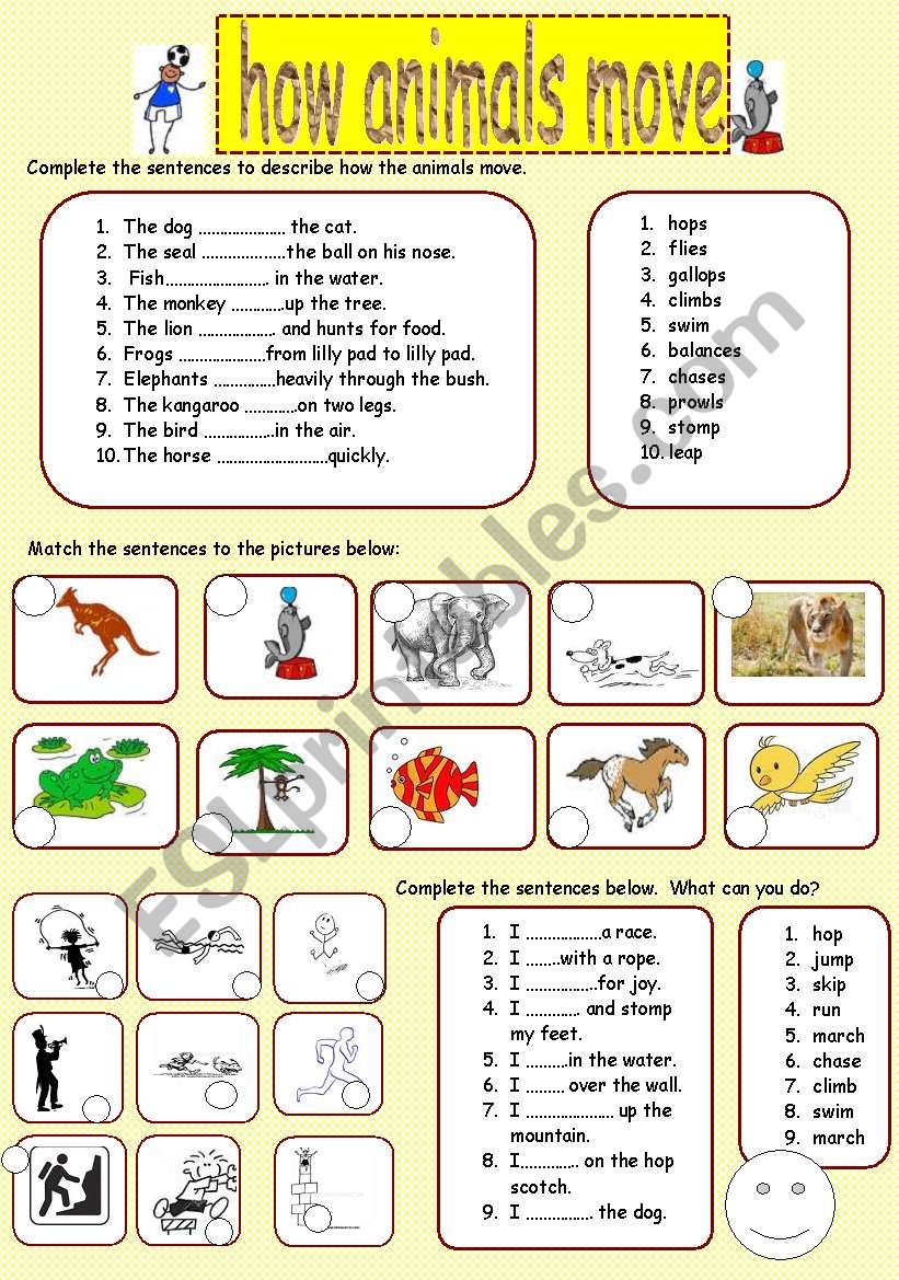 how animals move - ESL worksheet by 