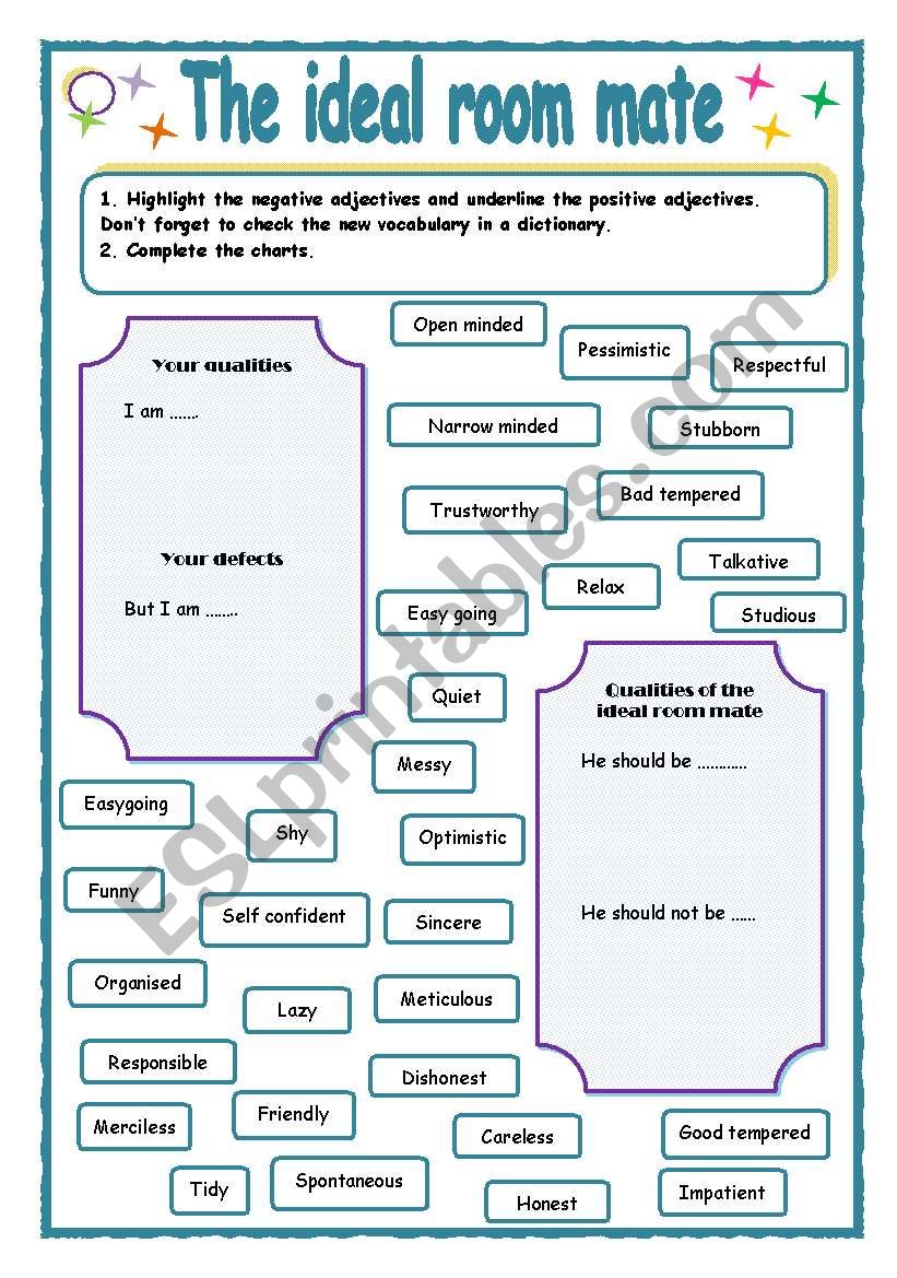 The ideal roommate 1 worksheet