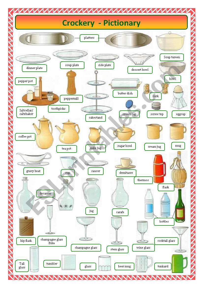 Crockery-pictionary worksheet