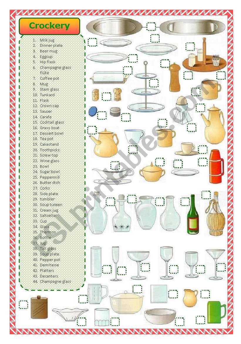 Kitchen crockery- matching exercise