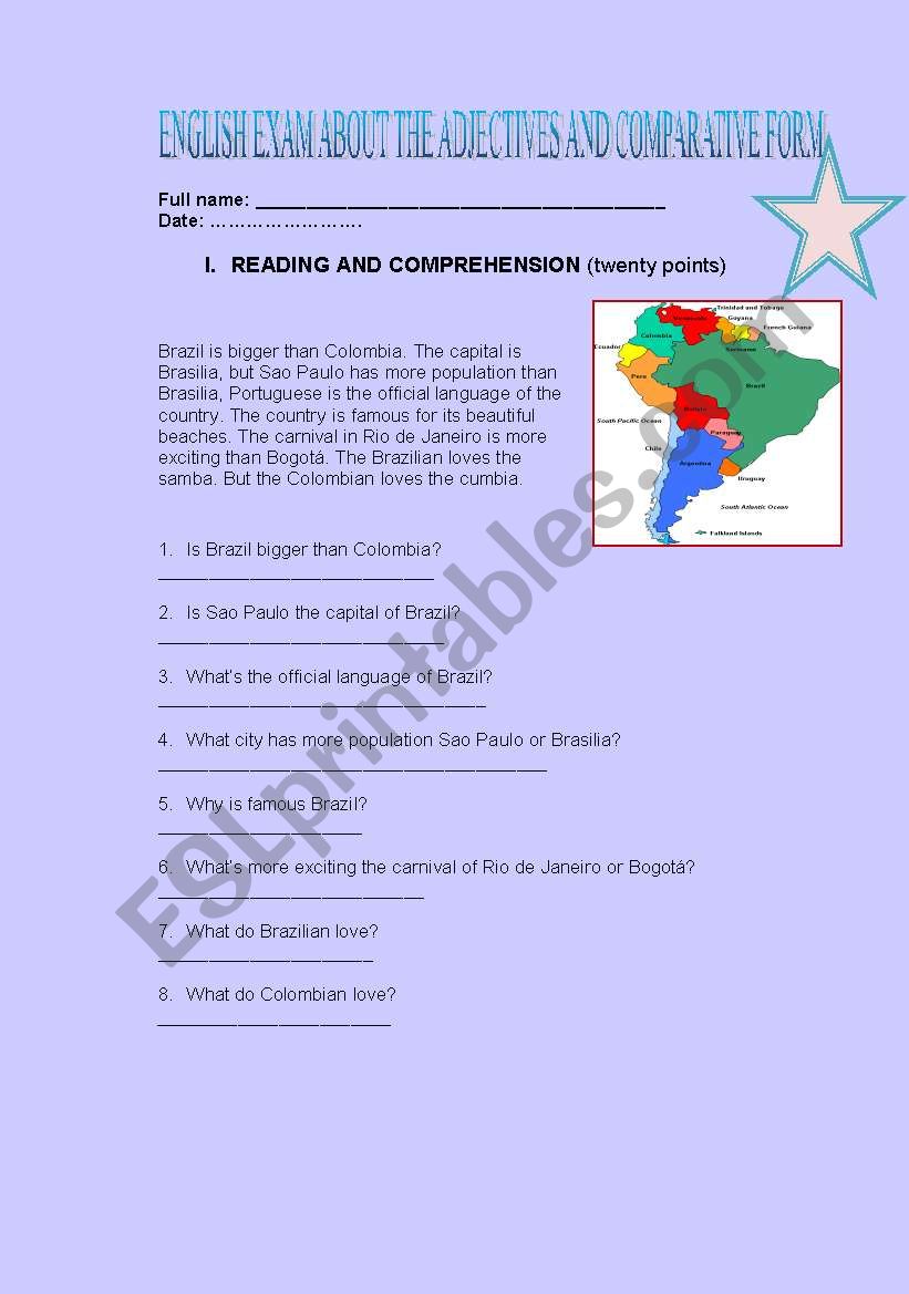 Exam comparatives and adjectives