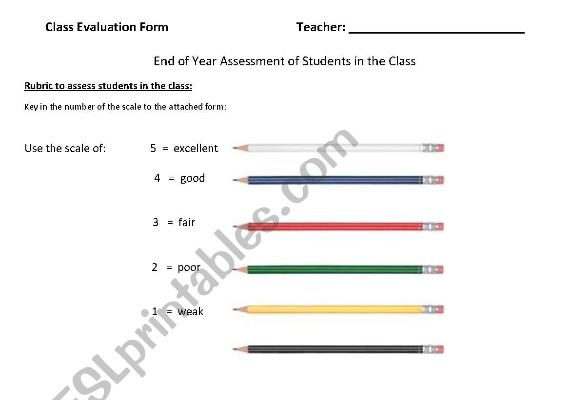 Class assesment worksheet