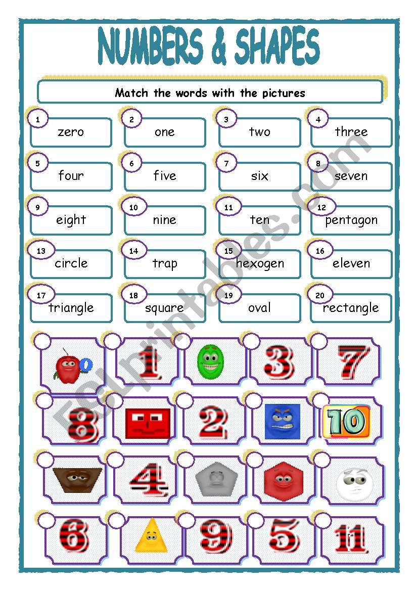 NUMBERS &  SHAPES worksheet