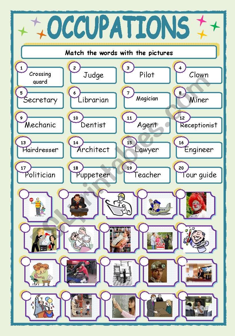 OCCUPATIONS worksheet