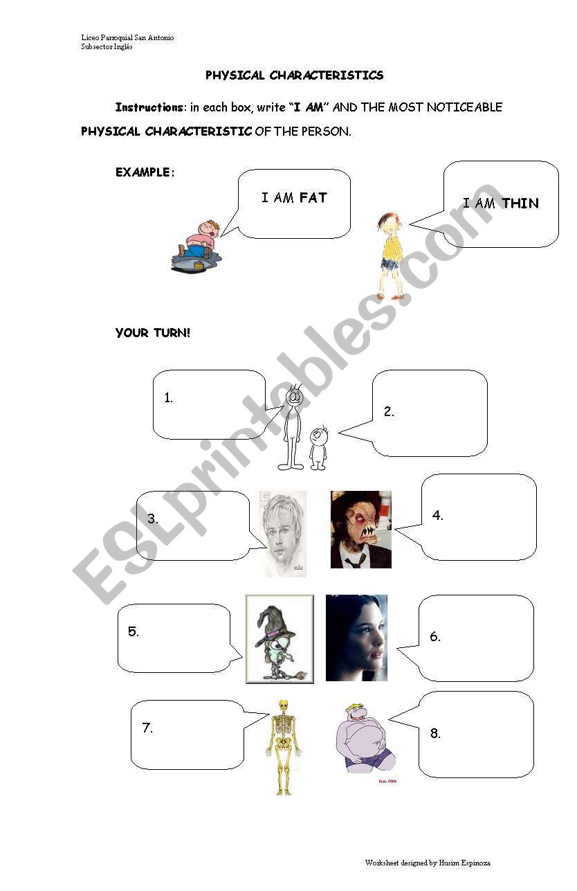 Physical characteristics worksheet