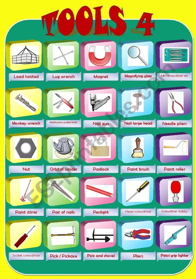 Pictonary Tools (Part 4) worksheet