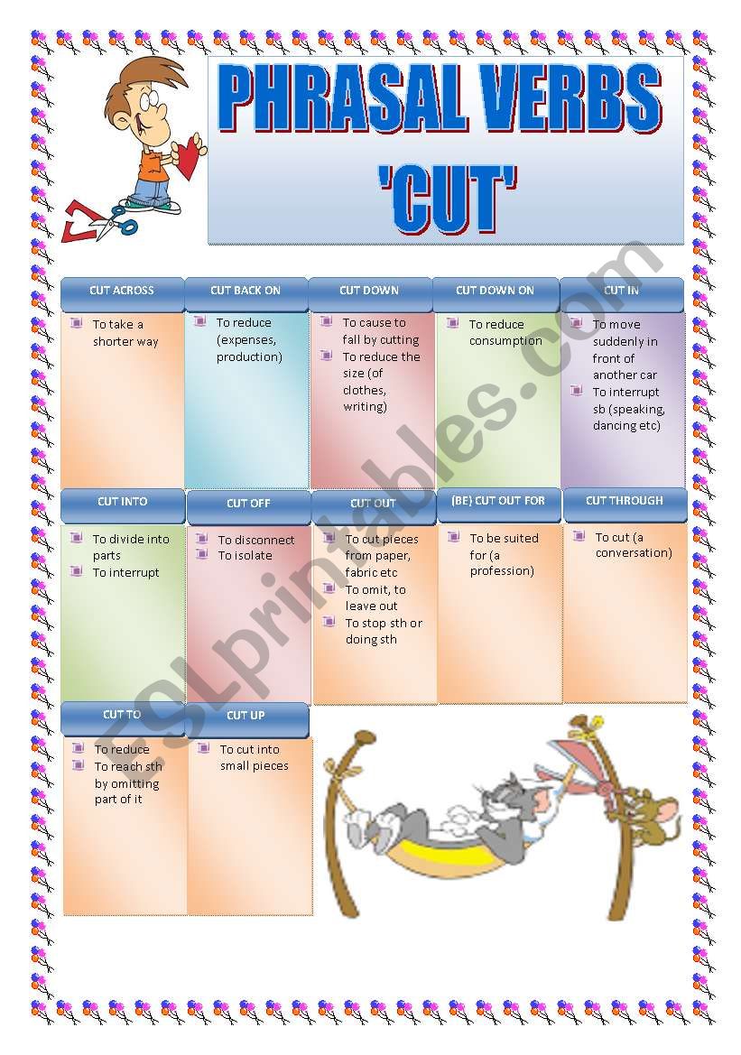 PHRASAL VERBS: CUT worksheet