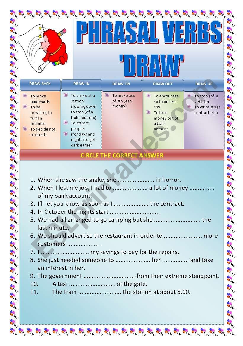 PHRASAL VERBS: DRAW worksheet