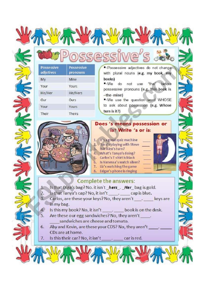 Possessive pronouns and possessive adjectives.