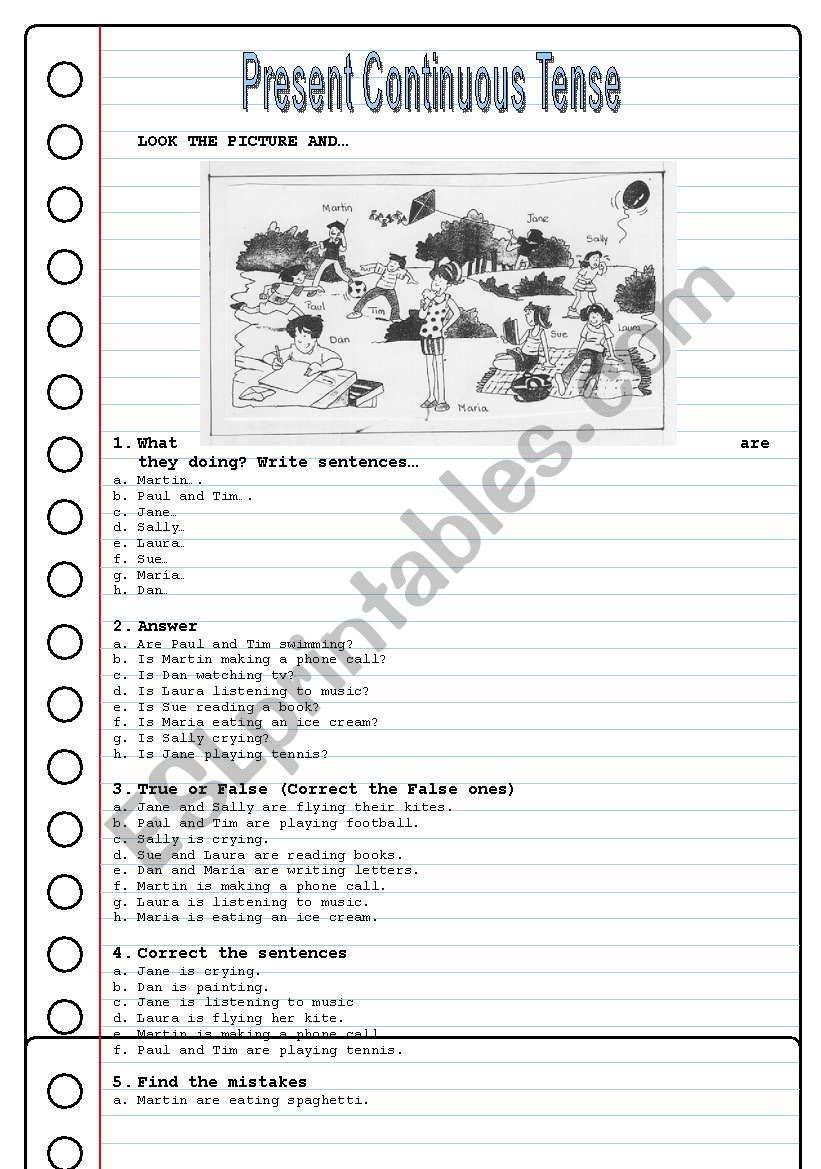 PRESENT CONTINUOUS TENSE worksheet