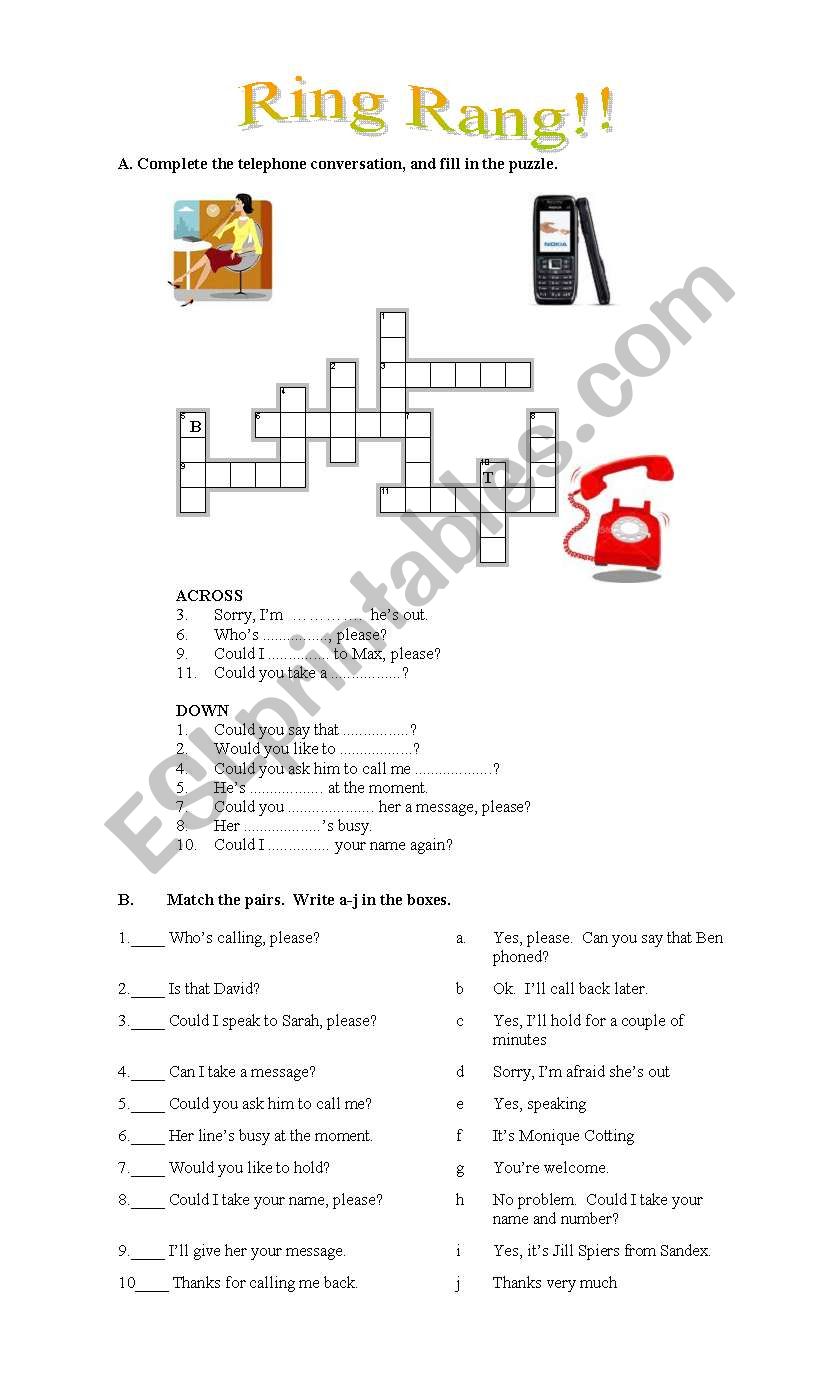 Ring Rang worksheet