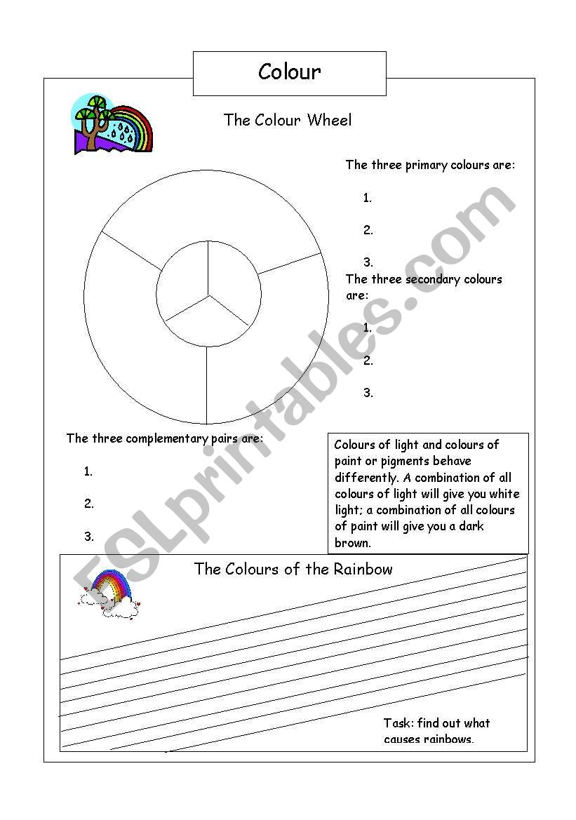 the colour  wheel worksheet