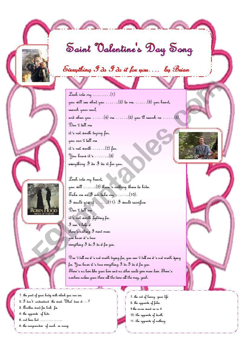 Saint Valentines Day worksheet