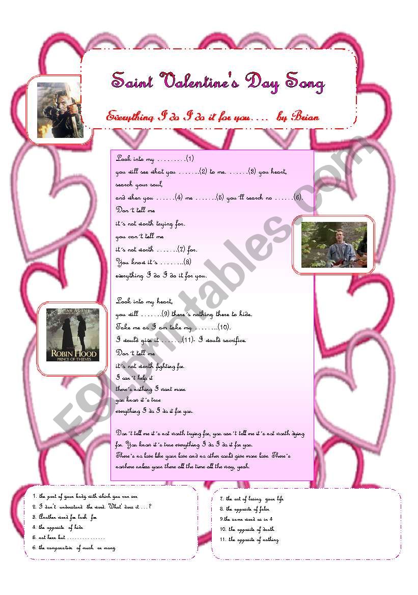 Saint ValentineÂ´s Day worksheet