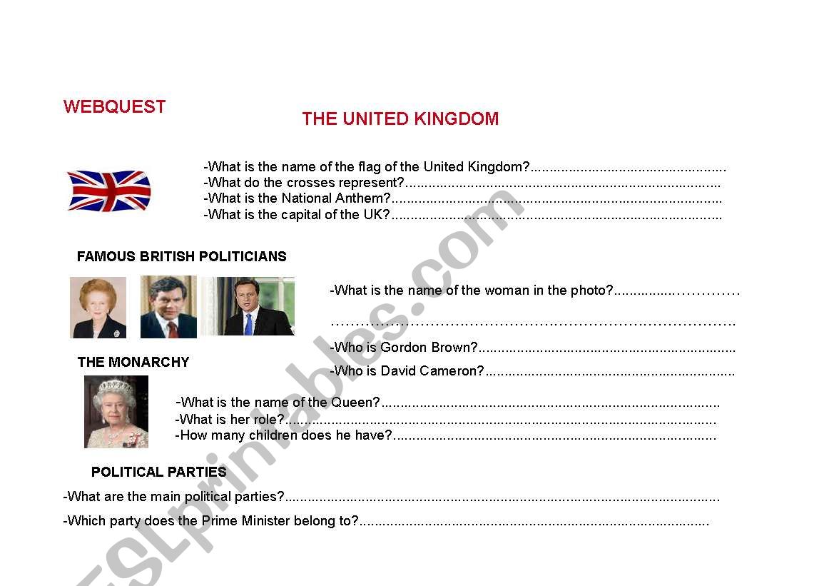 Webquest: The United Kingdom and The United States