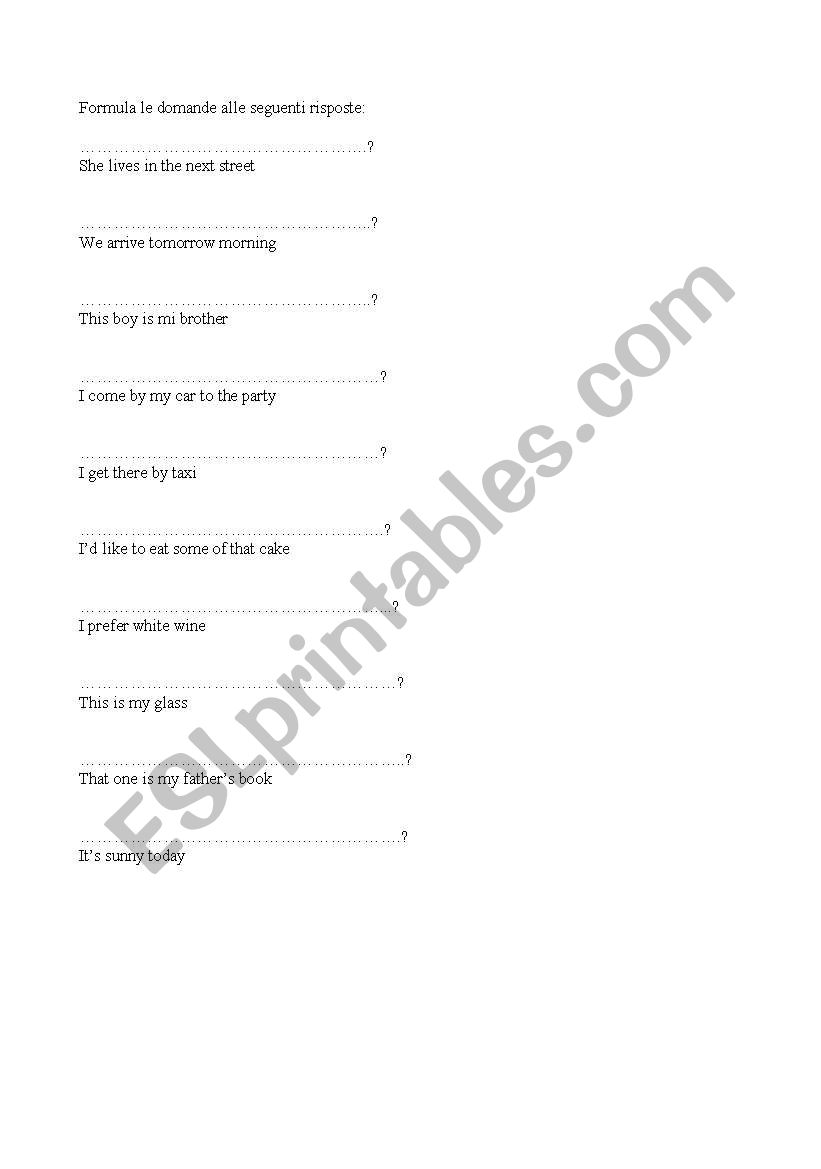 wh questions worksheet