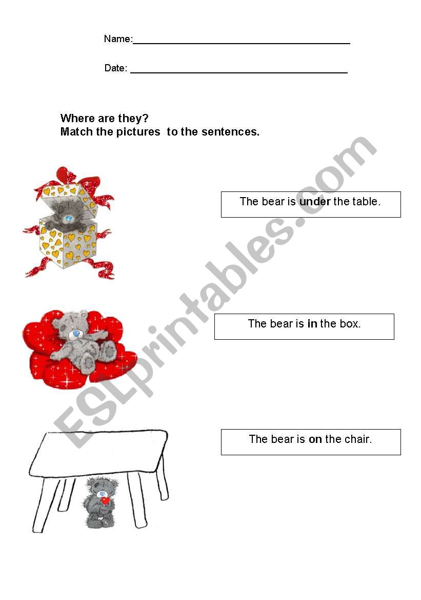 Prepositions worksheet