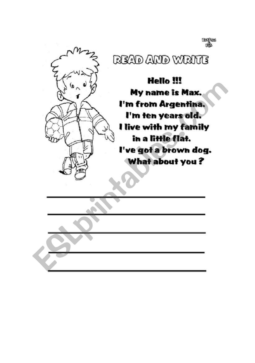 write about yourself worksheet