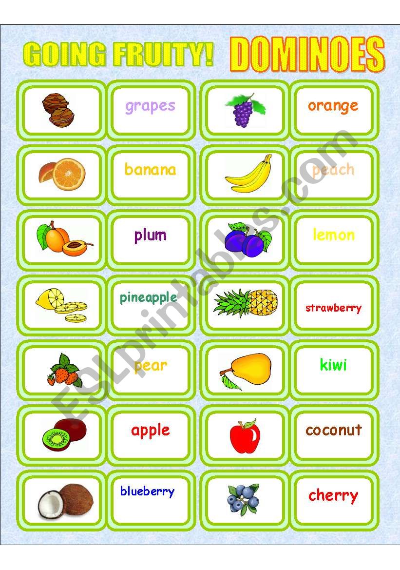 Going Fruity! - Dominoes worksheet