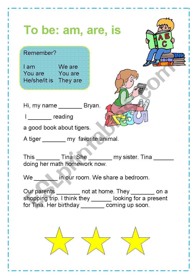 To be (am, are, is) worksheet