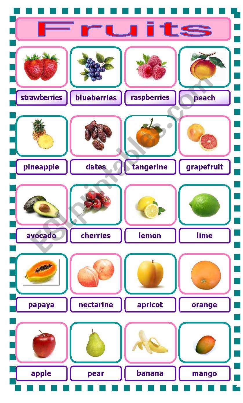 fruits worksheet