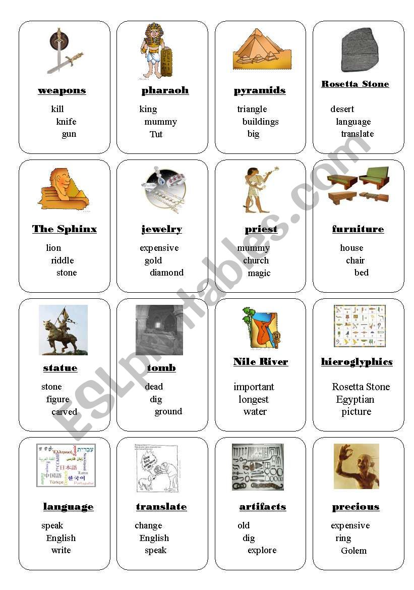 Ancient Egypt Taboo worksheet