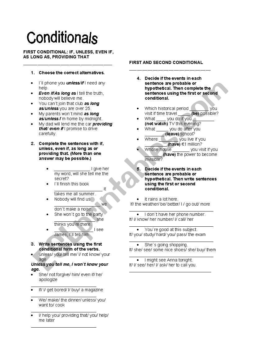 CONDITIONALS (FIRST, SECOND AND THIRD) / I WISH