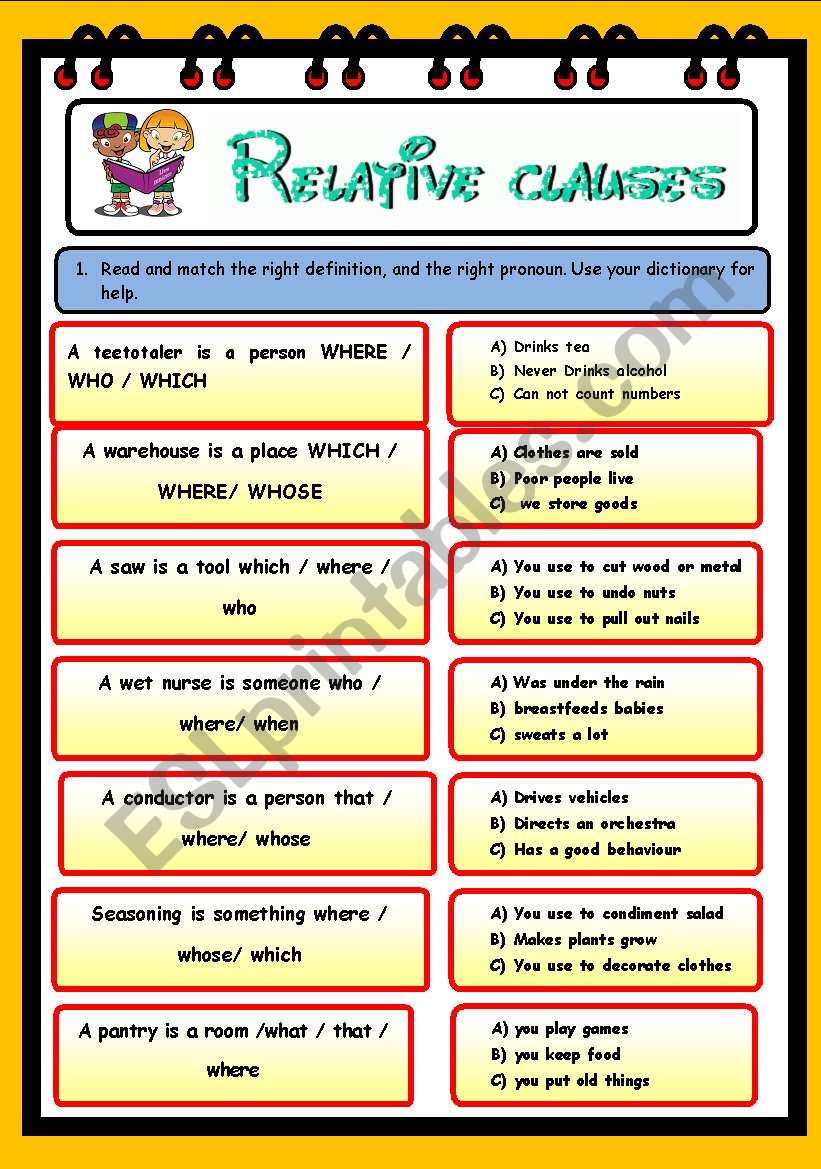 Relative clauses worksheet