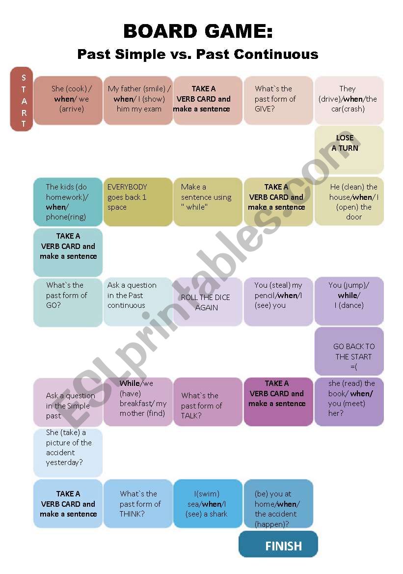 Past Simple vs Pres. Continuous BOARD GAME***