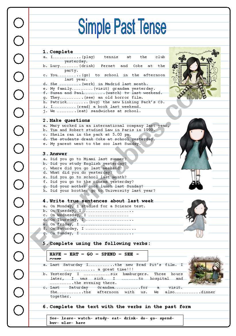 PAST SIMPLE TENSE worksheet