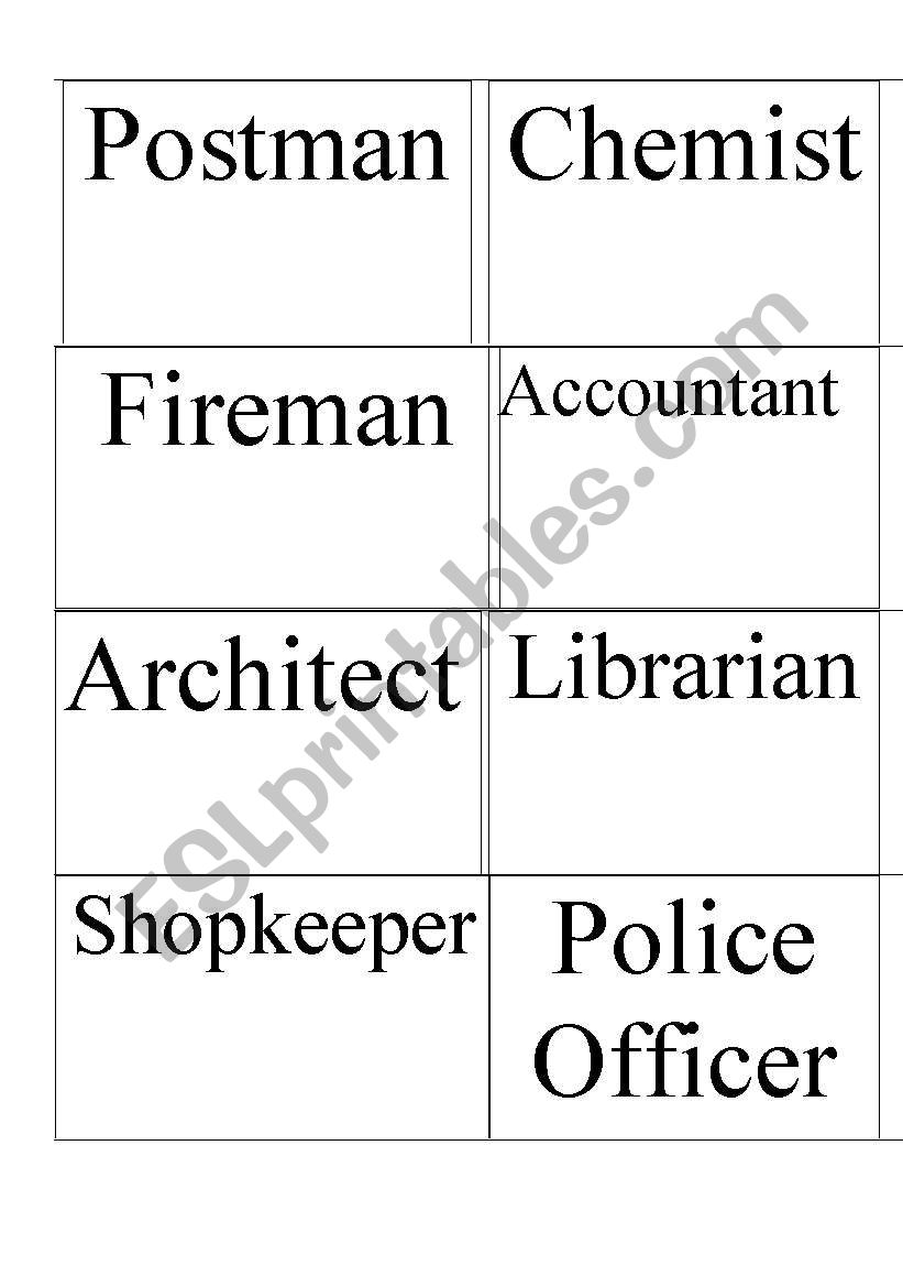 Job Title Flashcards  worksheet