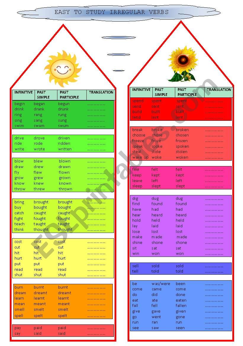 IRREGULAR VERBS worksheet