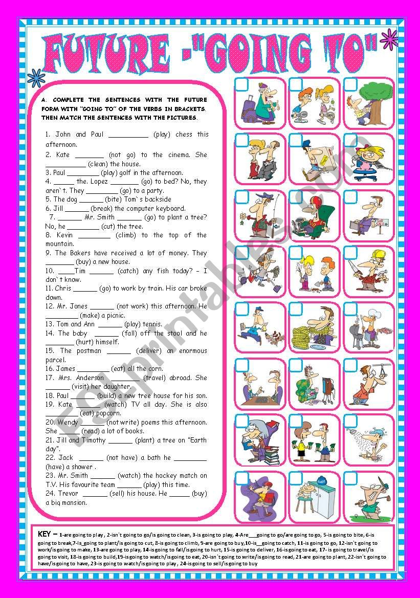 FUTURE FORM WITH GOING TO - AFFIRMATIVE, NEGATIVE and INTERROGATIVE FORMS (+KEY) - FULLY EDITABLE