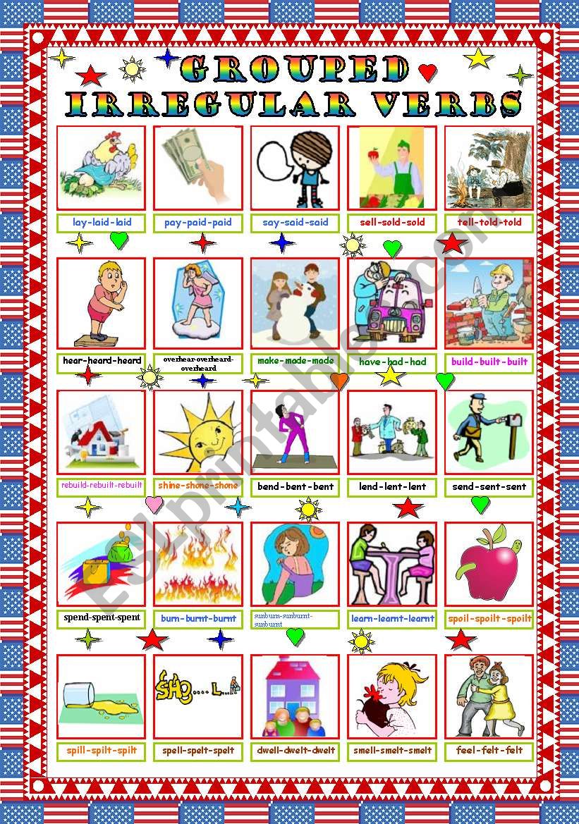 Grouped Irregular Verbs (Pictionary) (1-6)