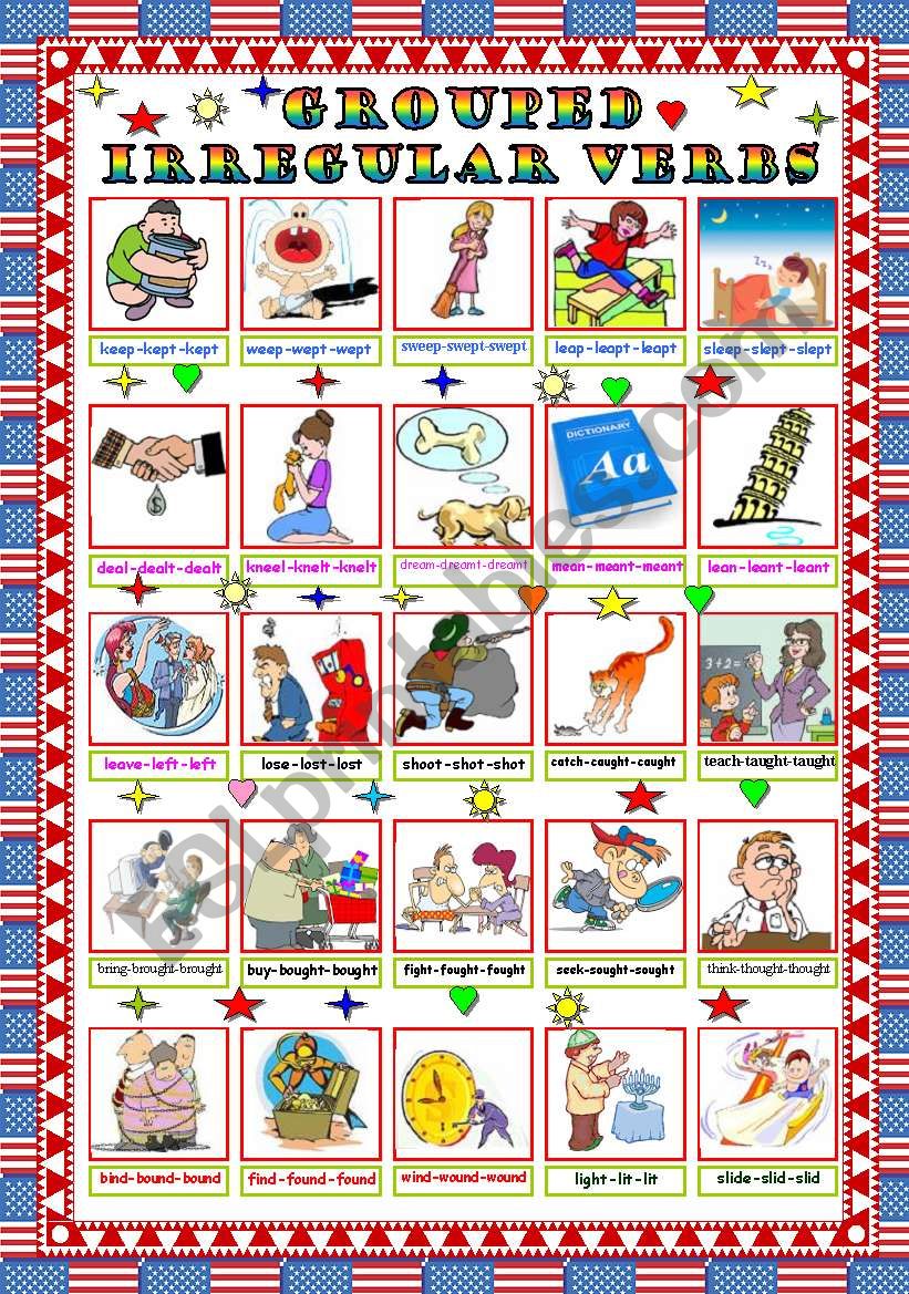 Grouped Irregular Verbs (Pictionary) (2-6) 