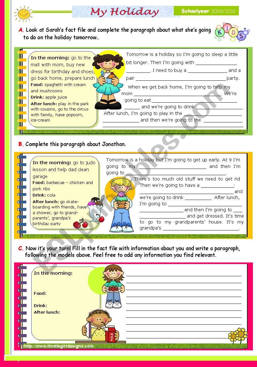 Writing Series (21) - My Routine on a holiday - 2nd lesson of 45 minutes on the topic for Upper Elementary and Lower Intermediate stds