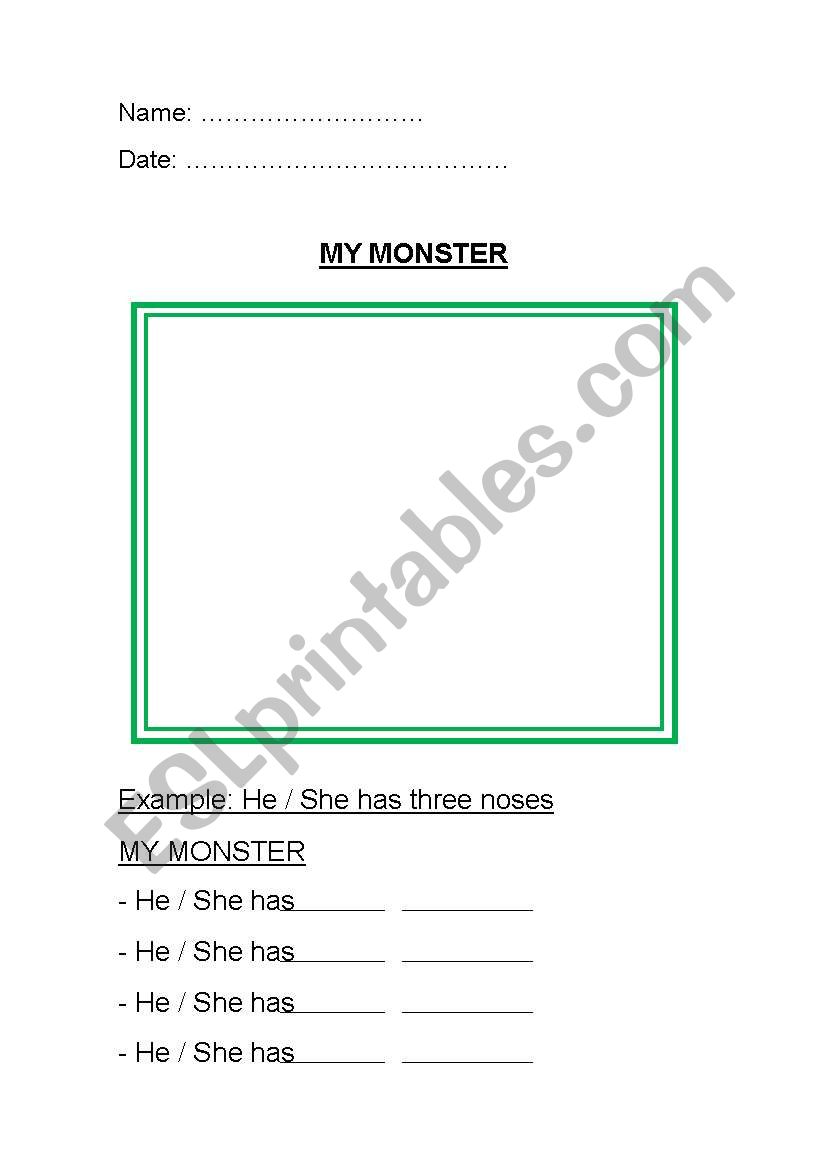 My monster  worksheet
