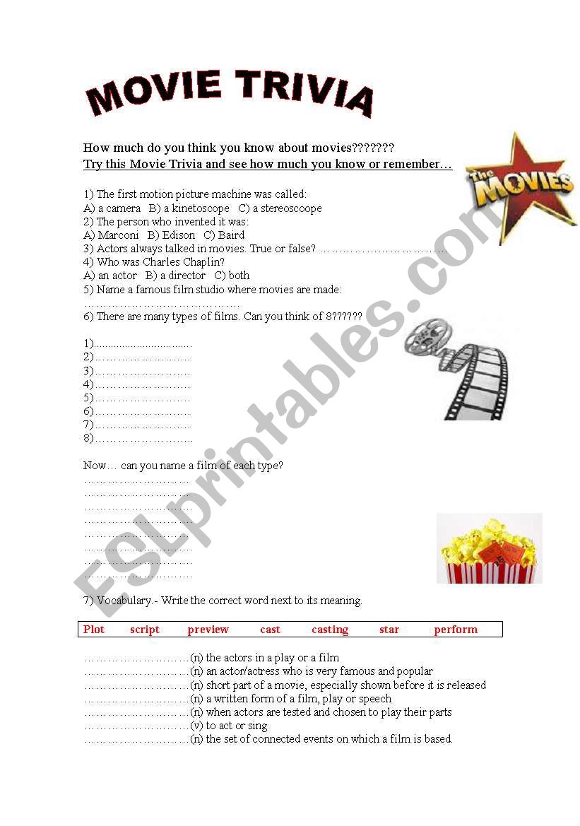 Movie Trivia worksheet