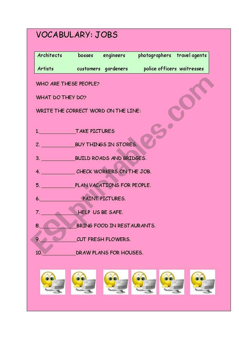 VOCABULARY: JOBS worksheet