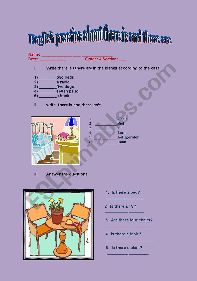 there is an there are worksheet