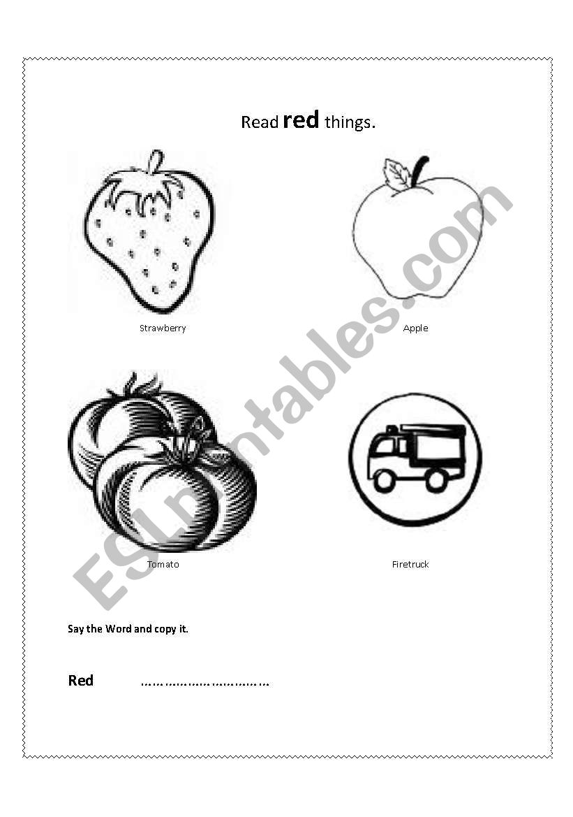 Red Things worksheet