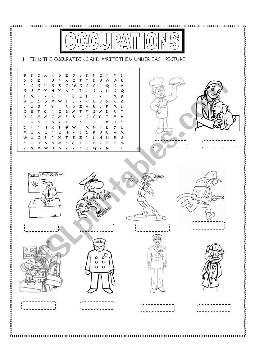 OCCUPATIONS worksheet