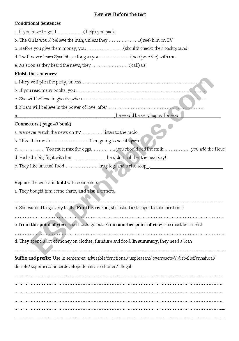 conditionals worksheet