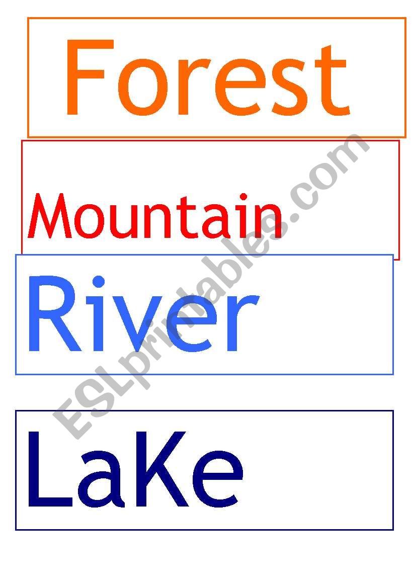 word cards landscape worksheet