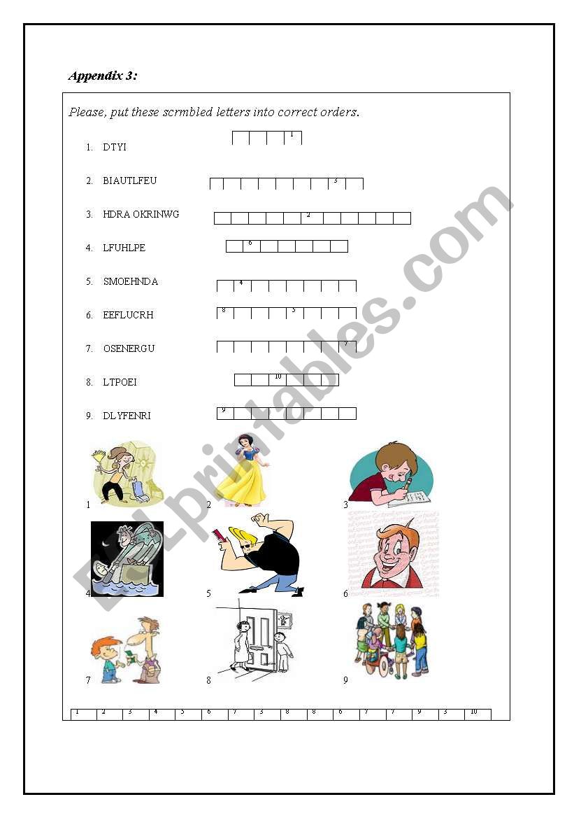 scrambled words worksheet