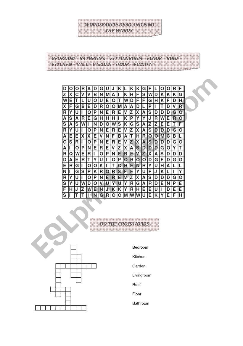 WORDSEARCH AND CROSSWORDS worksheet